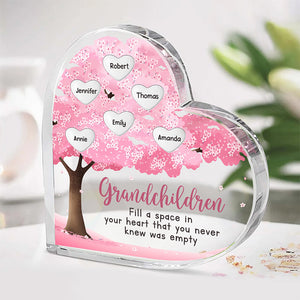 The Greatest Blessing Your Heart Will Ever Know - Family Personalized Custom Heart Shaped Acrylic Plaque - Gift For Grandma, Greatgrandma