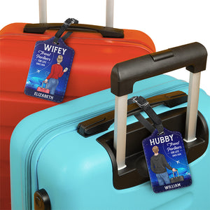 Hubby & Wifey Are Lifelong Travel Partners - Travel Personalized Custom Combo 2 Luggage Tags - Holiday Vacation Gift, Gift For Adventure Travel Lovers, Husband Wife, Anniversary