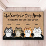 Enter With A Happy Heart - Cat Personalized Custom Decorative Mat - Gift For Pet Owners, Pet Lovers