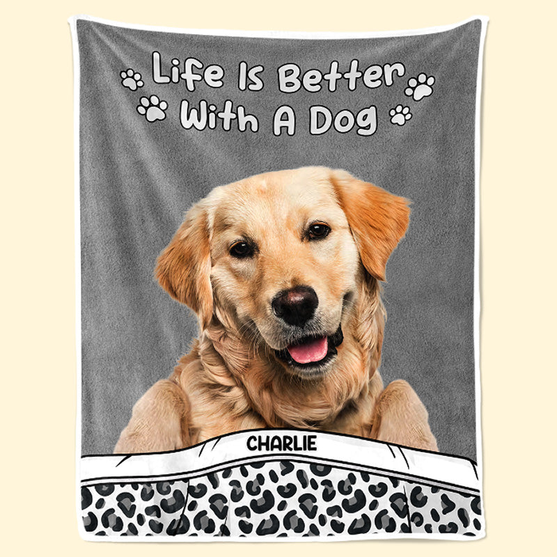 Custom Photo Life Is Better With Dogs & Cats - Dog & Cat Personalized Custom Baby Blanket - Gift For Dog Lovers, Pet Owners