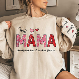 This Abuela Wears Her Heart On Her Sleeve - Family Personalized Custom Unisex Sweatshirt With Design On Sleeve - Gift For Mom, Grandma