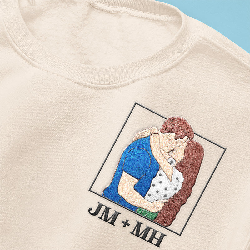 Custom Photo In Love And Bliss - Couple Personalized Custom Unisex Embroidered T-shirt, Sweatshirt - Gift For Husband Wife, Anniversary