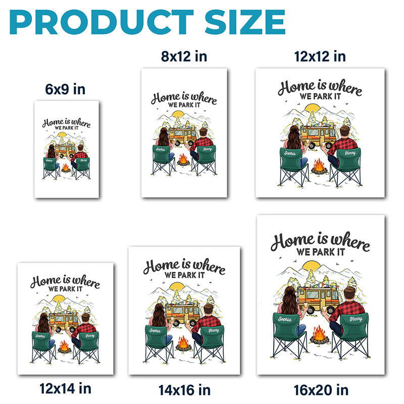 Our Home Is Where We Park It - Camping Personalized Custom RV Decal - Gift For Husband Wife, Camping Lovers