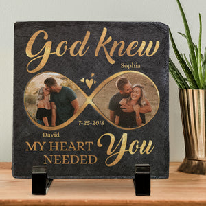 Custom Photo Together Is A Beautiful Place To Be - Couple Personalized Custom Square Shaped Rock Slate - Gift For Husband Wife, Anniversary