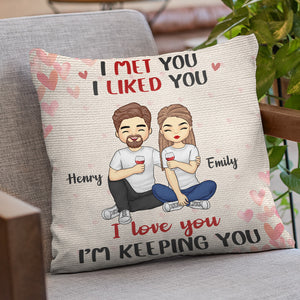 Je t'ai rencontré, je t'ai aimé, je t'aime - Oreiller personnalisé pour couple - Cadeau pour mari et femme, anniversaire