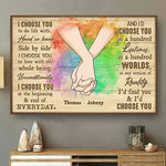 I Choose You To Do Life With - Couple Personalized Custom Horizontal Poster - Gift For Couples, Husband Wife, Anniversary, LGBTQ+