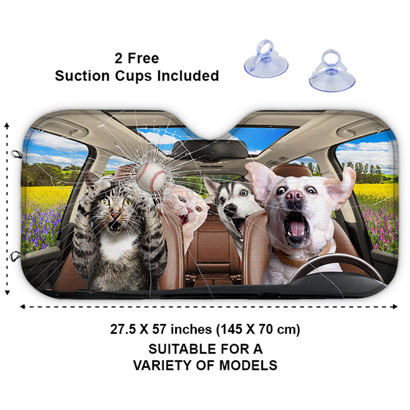 Custom Photo Best Friends Are Ones With Paws - Dog & Cat Personalized Custom Auto Windshield Sunshade, Car Window Protector - Gift For Pet Owners, Pet Lovers