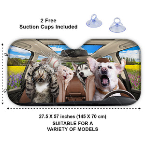 Custom Photo Best Friends Are Ones With Paws - Dog & Cat Personalized Custom Auto Windshield Sunshade, Car Window Protector - Gift For Pet Owners, Pet Lovers