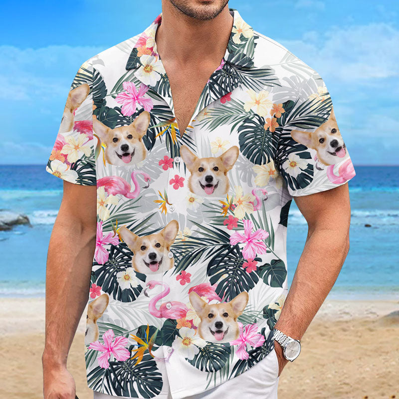 Custom Photo Summer Time White & Pink Style - Dog & Cat Personalized Custom Unisex Tropical Hawaiian Aloha Shirt - Summer Vacation Gift, Gift For Pet Owners, Pet Lovers