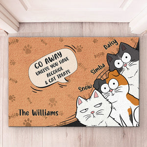 Go Away Unless You Have Wine & Cat Treats - Cat Personalized Custom Decorative Mat - Gift For Pet Owners, Pet Lovers