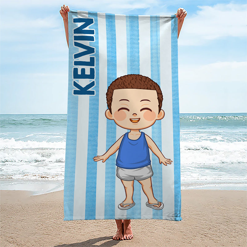 A Little Vitamin Sea - Family Personalized Custom Beach Towel - Summer Vacation Gift, Birthday Pool Party Gift For Family Members