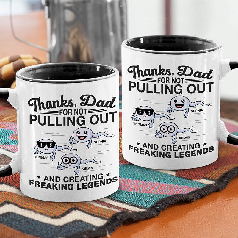 Thanks For Having Us - Family Personalized Custom Accent Mug - Father's Day, Birthday Gift For Dad