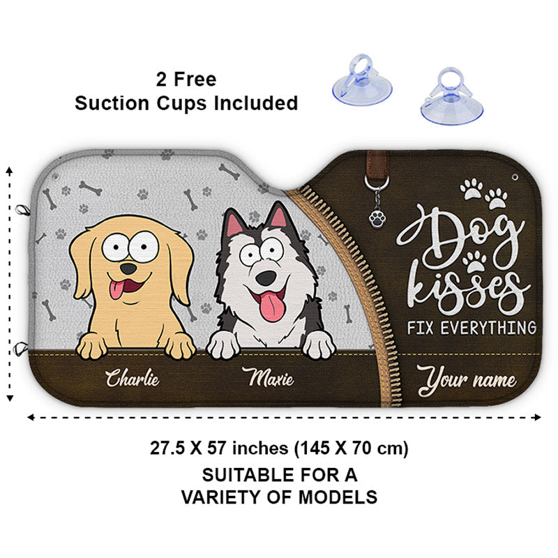 Life Is Better With Fur Babies - Dog & Cat Personalized Custom Auto Windshield Sunshade, Car Window Protector - Gift For Pet Owners, Pet Lovers