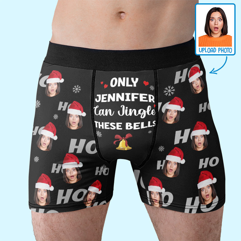 Custom Photo Only You Can Jingle These Bells - Funny Personalized Custom Boxer Briefs, Men's Boxers - Christmas Gift For Boyfriend, Husband, Anniversary