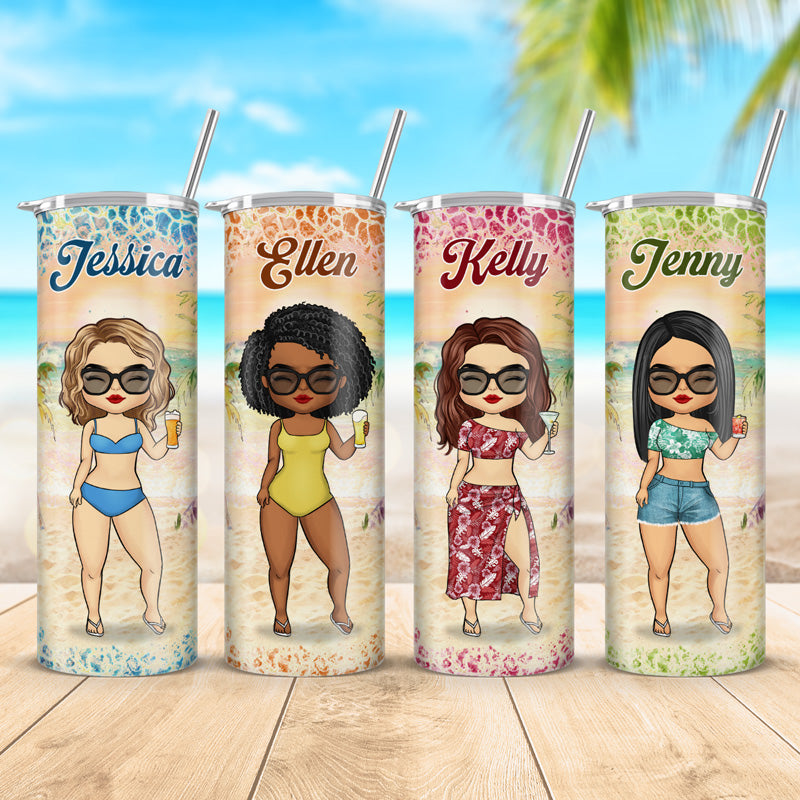 My Favorite Beach Bum - Bestie Personalized Custom Skinny Tumbler - Gift For Best Friends, BFF, Sisters