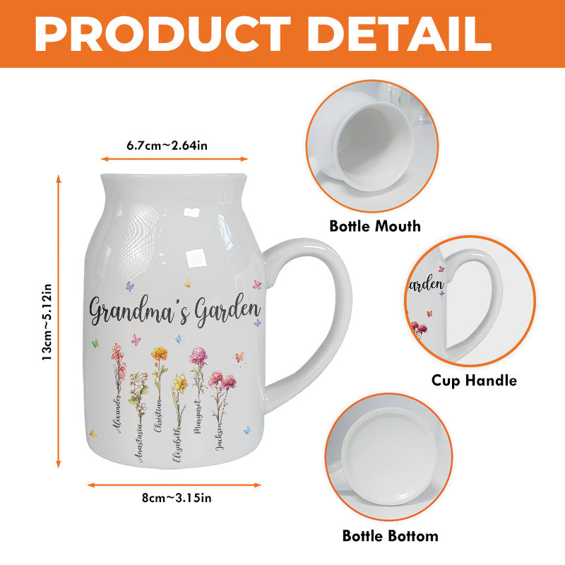 Grandma's Garden Where Love Grows - Family Personalized Custom Home Decor Flower Vase - House Warming Gift For Mom, Grandma