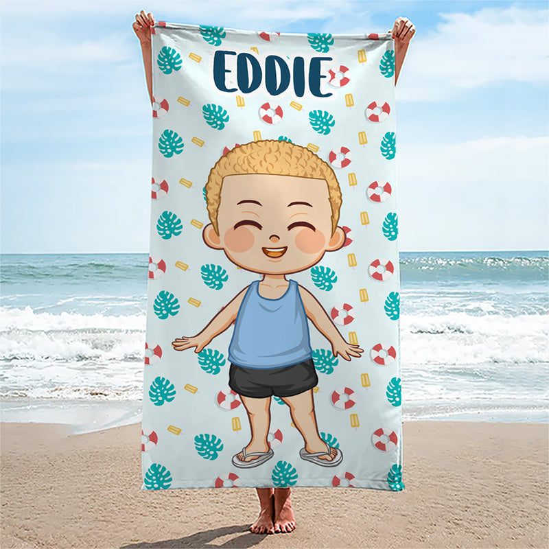 Salt Water Heals Everything - Family Personalized Custom Beach Towel - Summer Vacation Gift, Birthday Pool Party Gift For Family Members