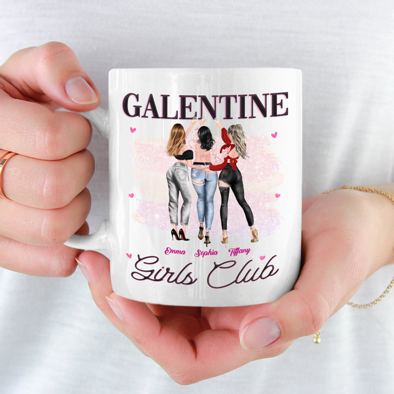 Galentine Girls Club - Bestie Personalized Custom Mug - Valentine Gift For Best Friends, BFF, Sisters