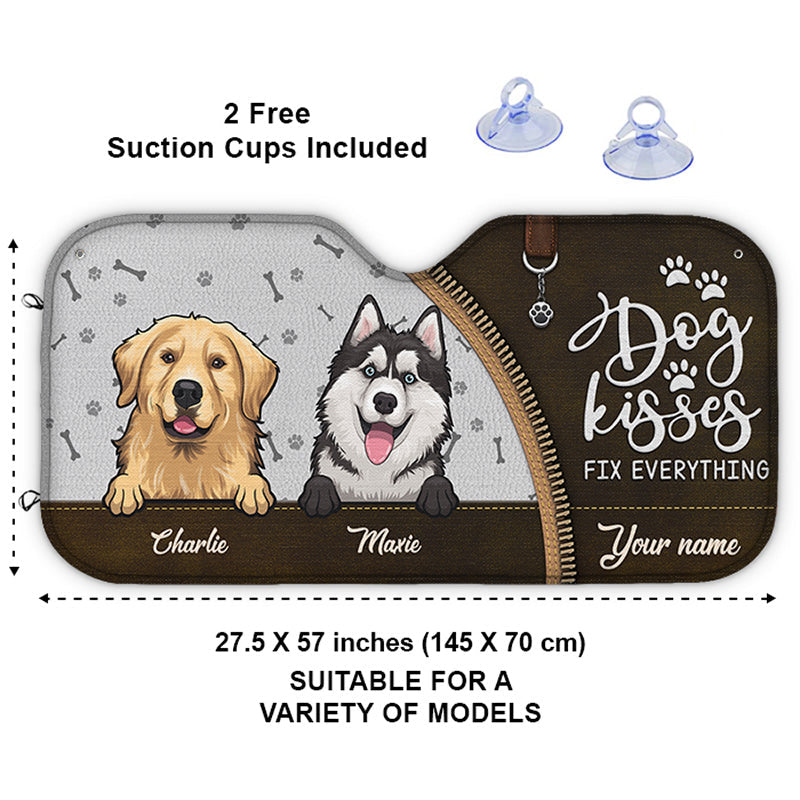 Life Is Better With Fur Babies - Dog & Cat Personalized Custom Auto Windshield Sunshade, Car Window Protector - Gift For Pet Owners, Pet Lovers