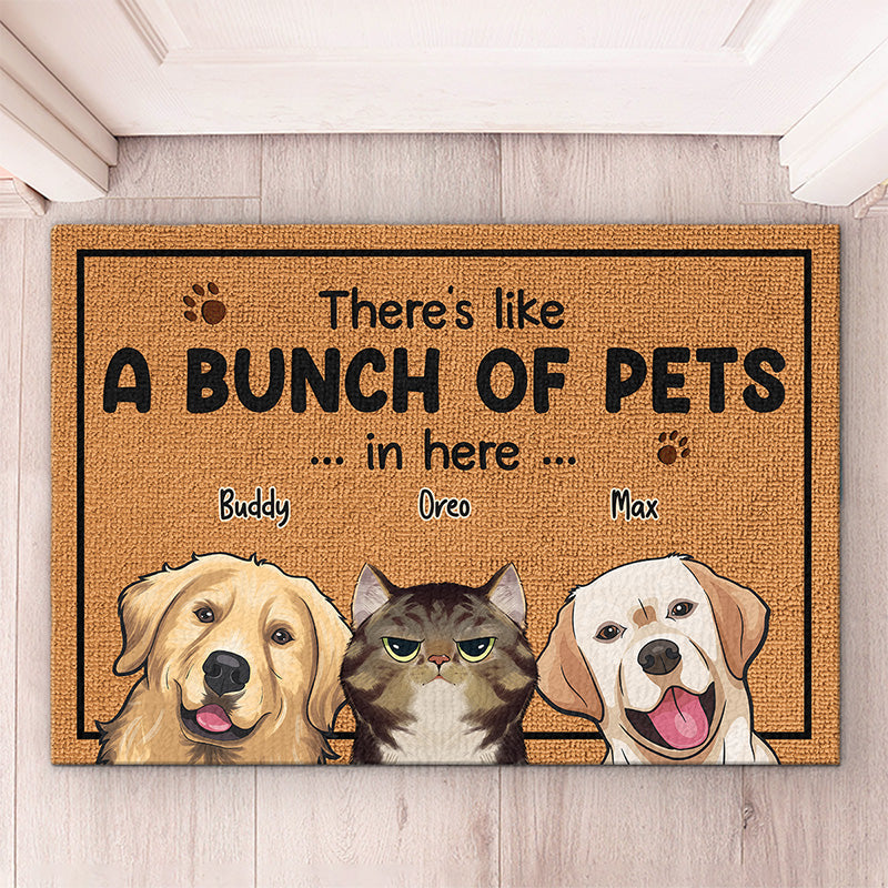 There's Like A Bunch Of Pets In Here - Dog & Cat Personalized Custom Decorative Mat - Gift For Pet Owners, Pet Lovers