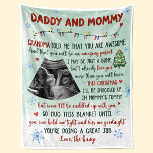 Custom Photo I May Be Just A Bump - Family Personalized Custom Baby Blanket - Baby Shower Gift, First Christmas Gift, Christmas Gift For First Mom