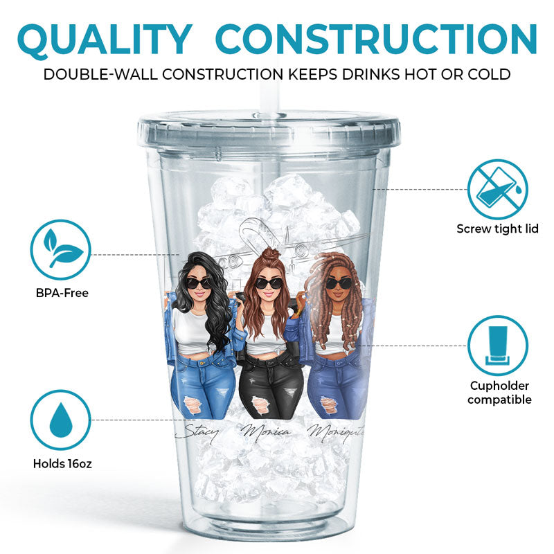 Girls Trip Cheaper Than Therapy - Bestie Personalized Custom Clear Acrylic Tumbler - Gift For Best Friends, BFF, Sisters