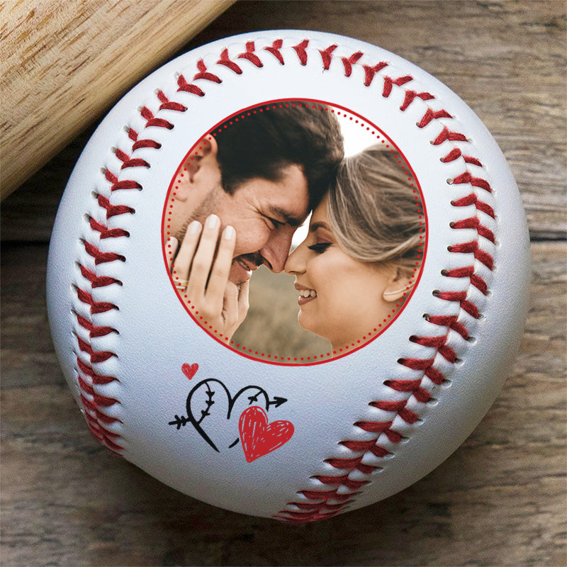 Custom Photo Love You To The Centerfield Fence And Back - Couple Personalized Custom Baseball - Gift For Husband Wife, Anniversary