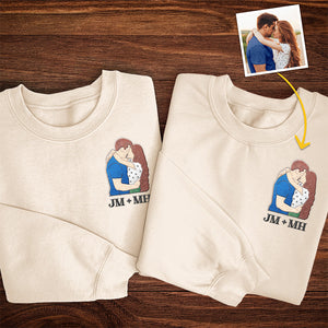 Custom Photo Happily Ever After Starts Here - Couple Personalized Custom Unisex Embroidered T-shirt, Sweatshirt - Gift For Husband Wife, Anniversary
