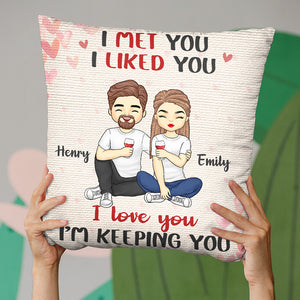 Je t'ai rencontré, je t'ai aimé, je t'aime - Oreiller personnalisé pour couple - Cadeau pour mari et femme, anniversaire