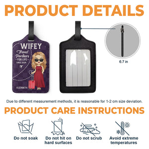 Hubby And Wifey, Travel Partners - Travel Personalized Custom Combo 2 Luggage Tags - Holiday Vacation Gift, Gift For Adventure Travel Lovers, Husband Wife, Anniversary