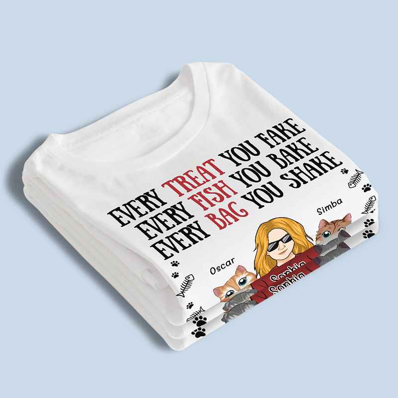 Every Fish You Bake We'll Be Watching You - Cat Personalized Custom Unisex T-shirt, Hoodie, Sweatshirt - Gift For Pet Owners, Pet Lovers