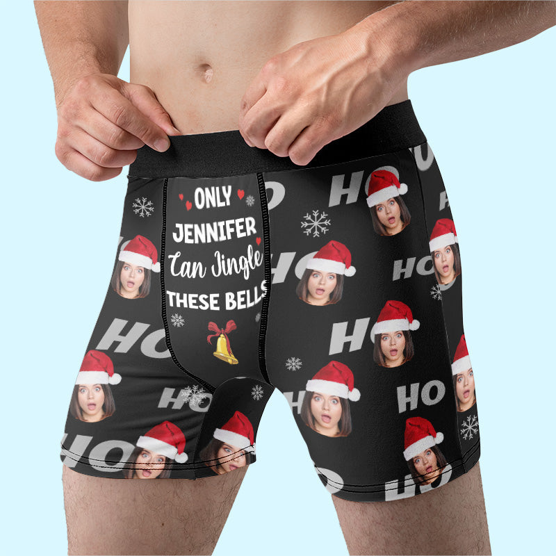 Custom Photo Only You Can Jingle These Bells - Funny Personalized Custom Boxer Briefs, Men's Boxers - Christmas Gift For Boyfriend, Husband, Anniversary