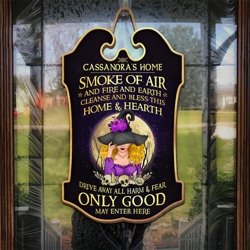 Sky Above Earth Below Peace Within - Personalized Custom Shaped Home Decor Witch Wood Sign - Halloween Gift For Witches, Yourself