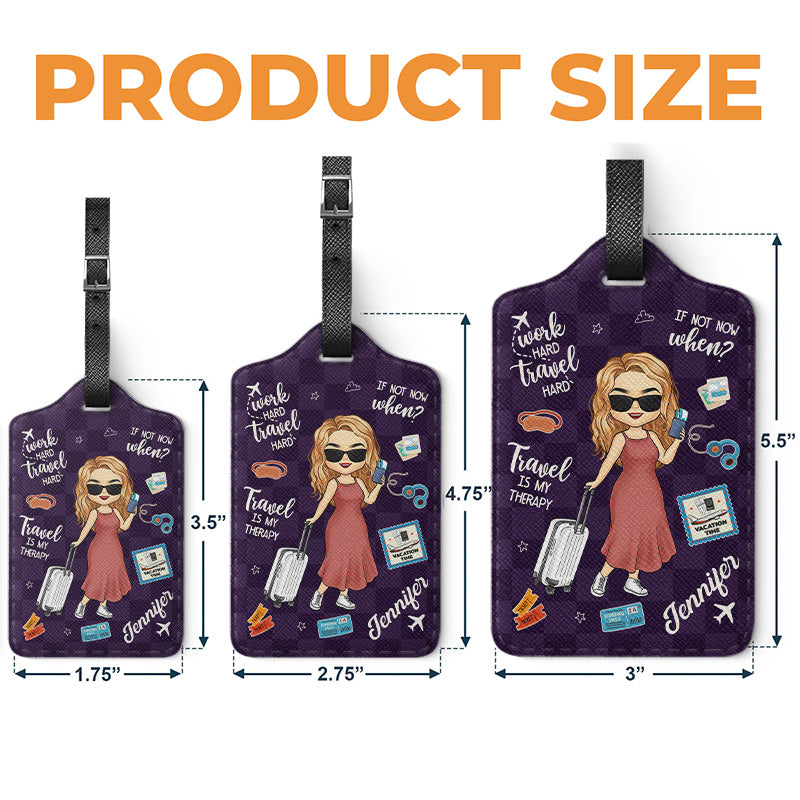 Work Hard, Travel Hard - Travel Personalized Custom Luggage Tag - Holiday Vacation Gift, Gift For Adventure Travel Lovers