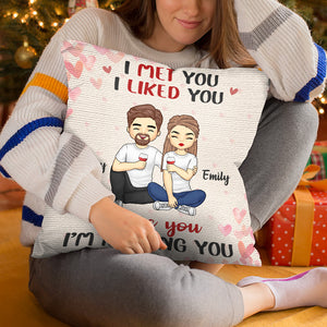 Je t'ai rencontré, je t'ai aimé, je t'aime - Oreiller personnalisé pour couple - Cadeau pour mari et femme, anniversaire