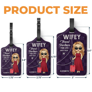Hubby And Wifey, Travel Partners - Travel Personalized Custom Combo 2 Luggage Tags - Holiday Vacation Gift, Gift For Adventure Travel Lovers, Husband Wife, Anniversary