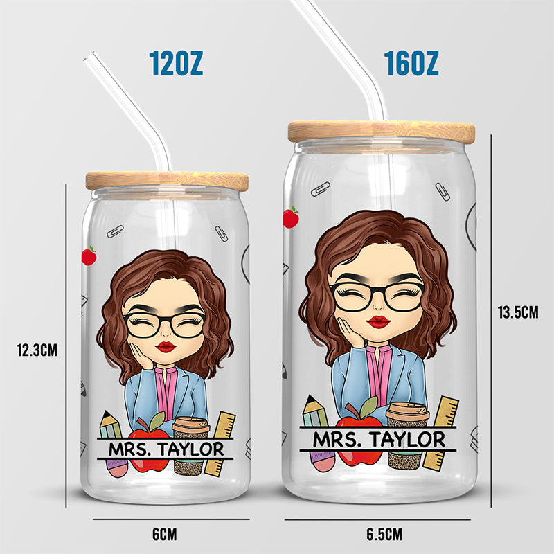 Teach Love Inspire - Teacher Personalized Custom Glass Cup, Iced Coffee Cup - Gift For Teacher, Back To School