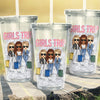 Let's Go With Us - Bestie Personalized Custom Clear Acrylic Tumbler - Summer Vacation, Gift For Best Friends, BFF, Sisters