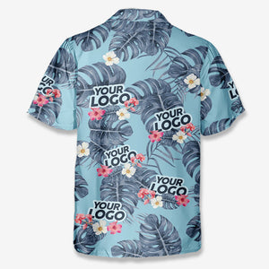 Custom Photo Tropical Leaves Summer Vibe - Company Logo Personalized Custom Unisex Tropical Hawaiian Aloha Shirt - Summer Vacation Gift, Gift For Coworker, Team Members