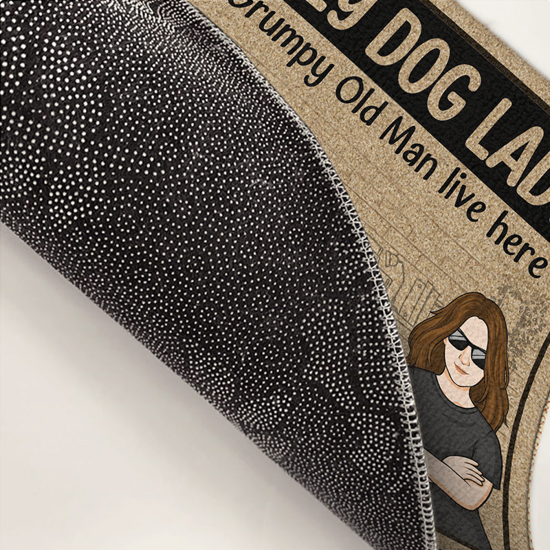 Crazy Dog Lady And Her Grumpy Old Man - Dog & Cat Personalized Custom Decorative Mat - Gift For Pet Lovers, Pet Owners