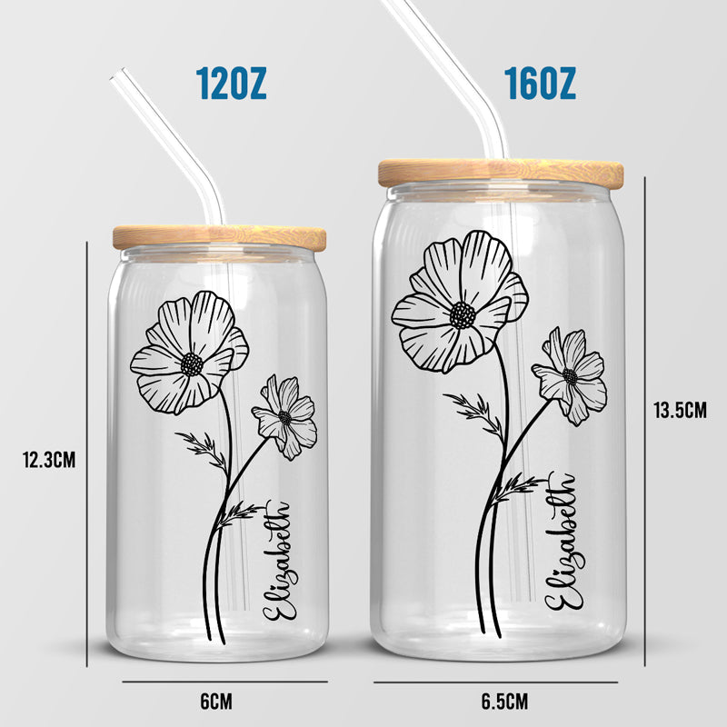 Where Flowers Bloom, So Does Hope - Personalized Custom Glass Cup, Iced Coffee Cup - Birthday Gift, Gift For Yourself