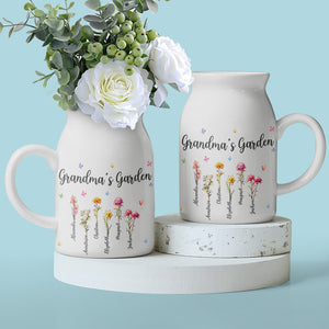 Grandma's Garden Where Love Grows - Family Personalized Custom Home Decor Flower Vase - House Warming Gift For Mom, Grandma