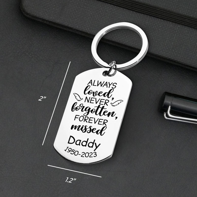 Custom Photo Always Loved Forever Missed - Memorial Personalized Custom Keychain - Sympathy Gift For Dad