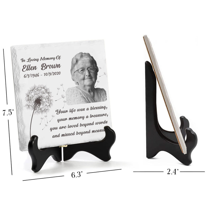 Custom Photo You're Life Was A Blessing - Memorial Personalized Custom Square Shaped Ceramic Plaque With Stand - Sympathy Gift, Gift For Family Members