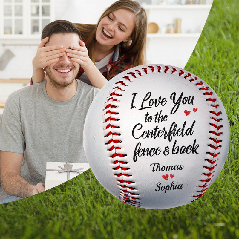 Custom Photo Love You To The Centerfield Fence And Back - Couple Personalized Custom Baseball - Gift For Husband Wife, Anniversary