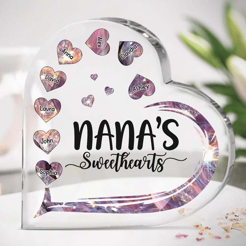 Grandma's Sweethearts - Family Personalized Custom Heart Shaped Acrylic Plaque - Birthday Gift For Grandma