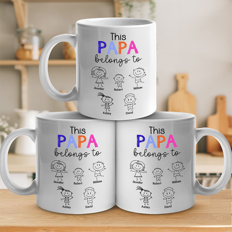 This Daddy Belongs - Family Personalized Custom Mug - Father's Day, Birthday Gift For Dad