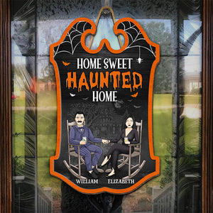 They’re Kooky Mysterious And Spooky - Couple Personalized Custom Shaped Home Decor Wood Sign - Halloween Gift For Husband Wife