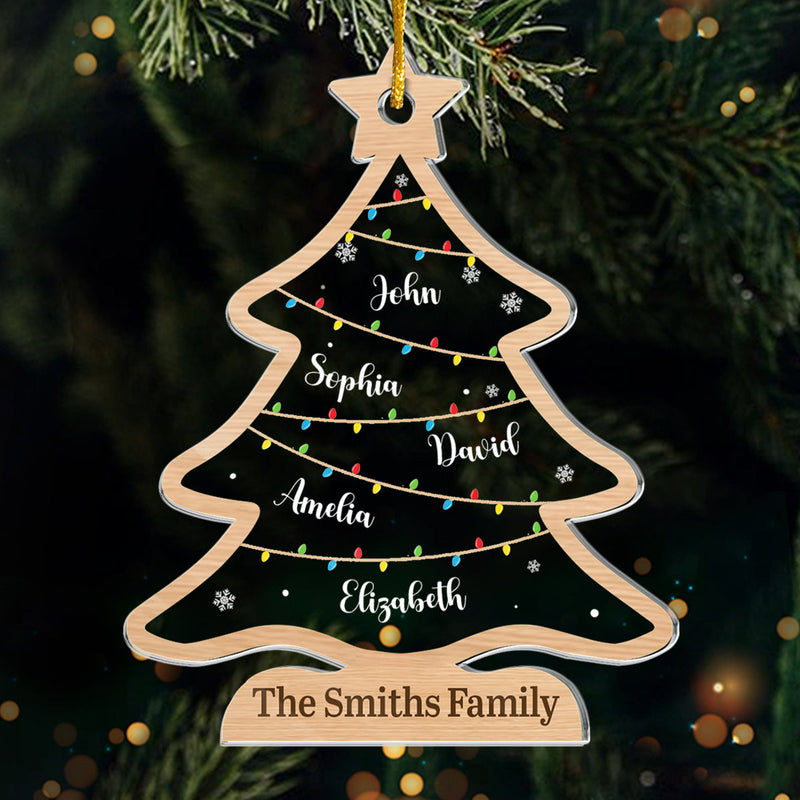 Happy Family Happy Life - Family Personalized Custom Ornament - Acrylic Custom Shaped - Christmas Gift For Family Members
