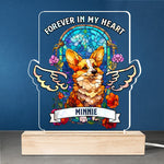 Forever In Our Hearts - Memorial Personalized Custom Stain Glass Style Rectangle Shaped 3D LED Light - Sympathy Gift, Gift For Pet Owners, Pet Lovers